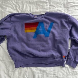 AV Purple Sweatshirt with Rainbow Logo